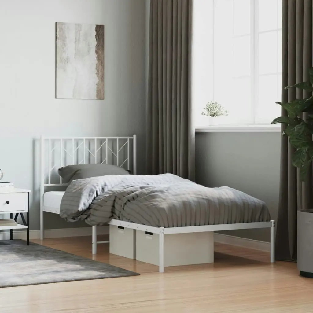 Metal Bed Frame with Headboard White 90x190 cm 374478