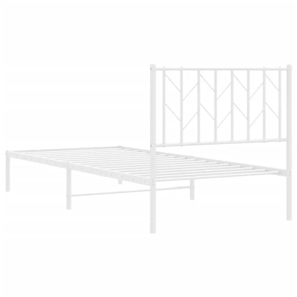 Metal Bed Frame with Headboard White 90x190 cm 374478