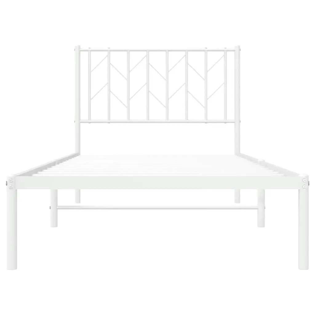 Metal Bed Frame with Headboard White 90x190 cm 374478