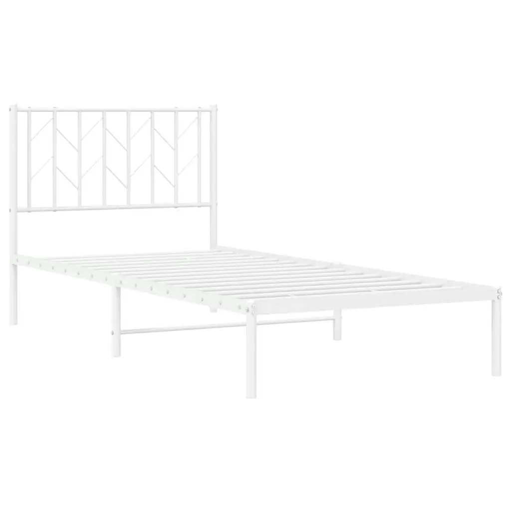 Metal Bed Frame with Headboard White 90x190 cm 374478