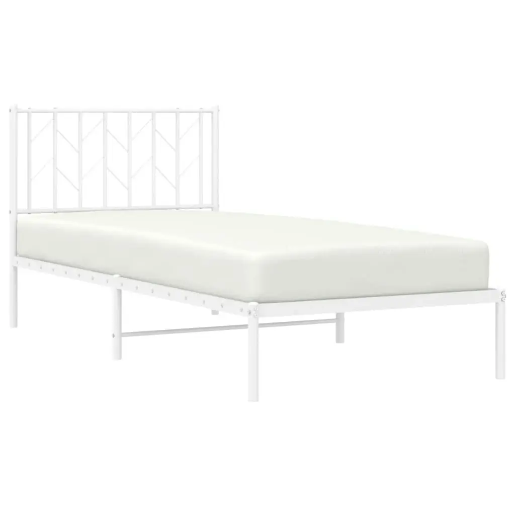 Metal Bed Frame with Headboard White 90x190 cm 374478