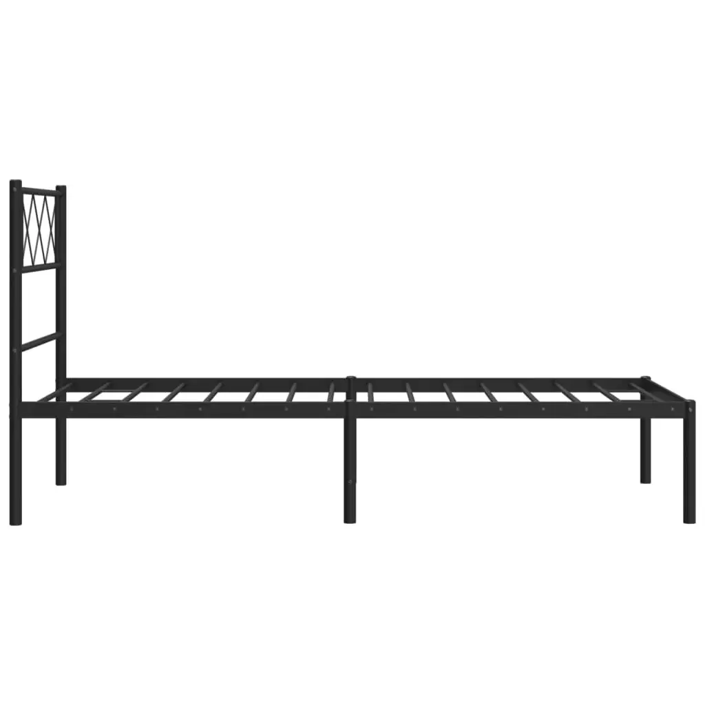 Metal Bed Frame with Headboard Black 92x187 cm Single Size 372269