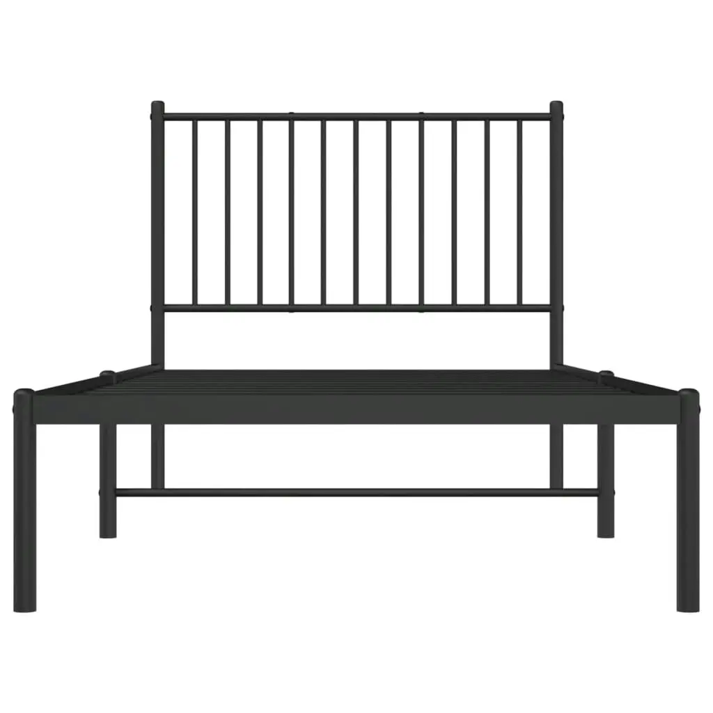 Metal Bed Frame with Headboard Black 92x187 cm Single Size 350856