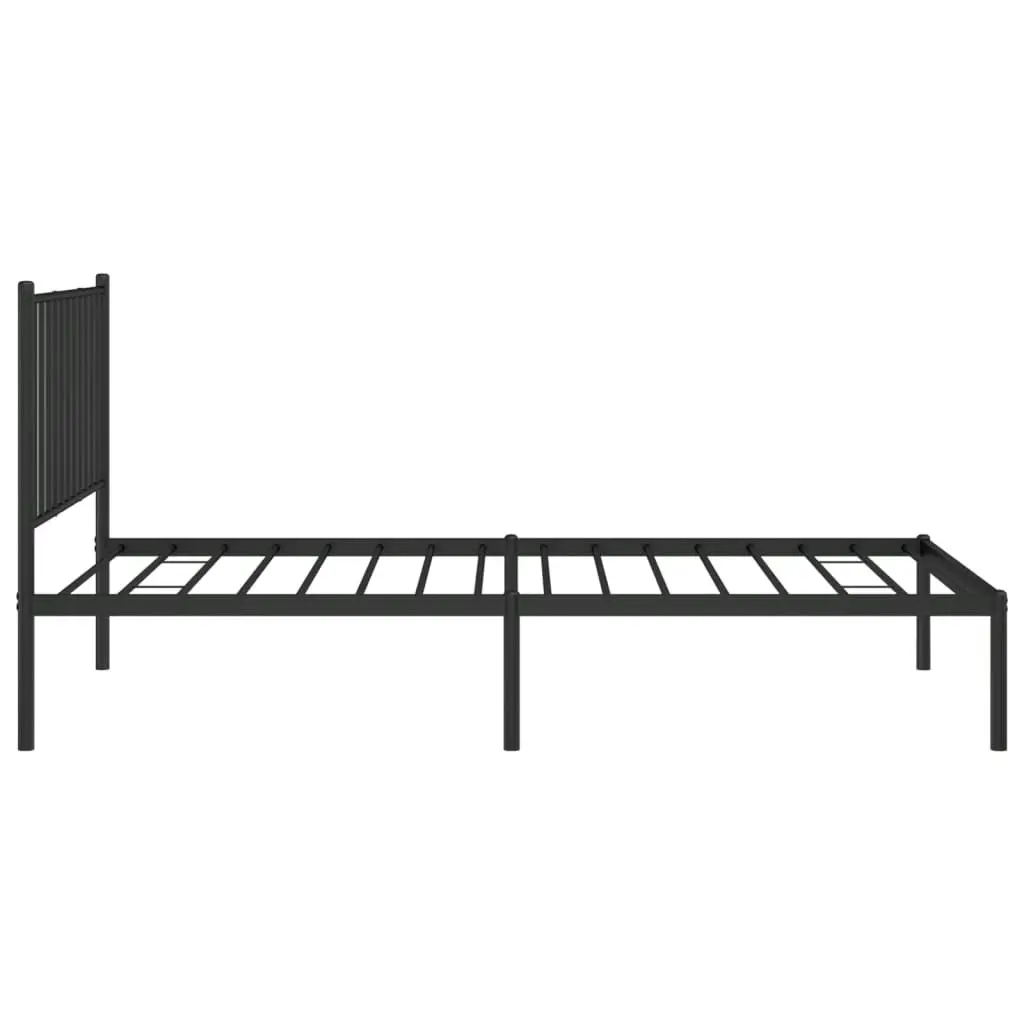 Metal Bed Frame with Headboard Black 92x187 cm Single Size 350856