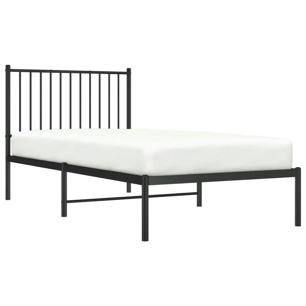 Metal Bed Frame with Headboard Black 92x187 cm Single Size 350856