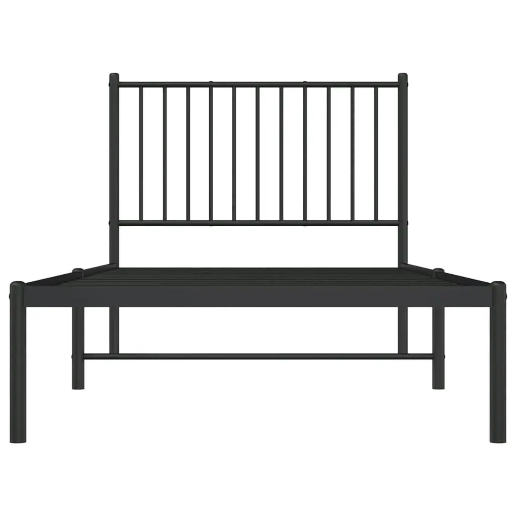 Metal Bed Frame with Headboard Black 92x187 cm Single Size 350856