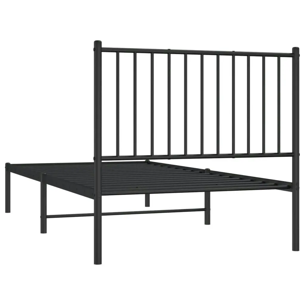 Metal Bed Frame with Headboard Black 92x187 cm Single Size 350856