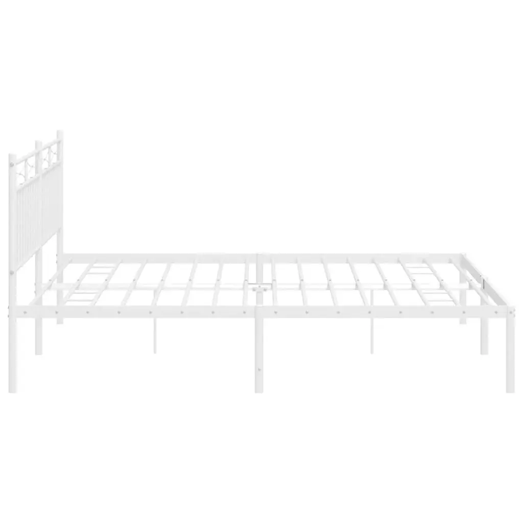 Metal Bed Frame without Mattress with Headboard White 183x203 cm King 373744