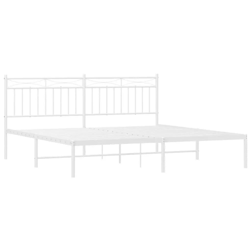 Metal Bed Frame without Mattress with Headboard White 183x203 cm King 373744