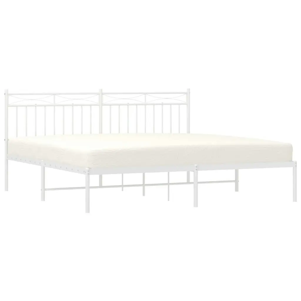 Metal Bed Frame without Mattress with Headboard White 183x203 cm King 373744