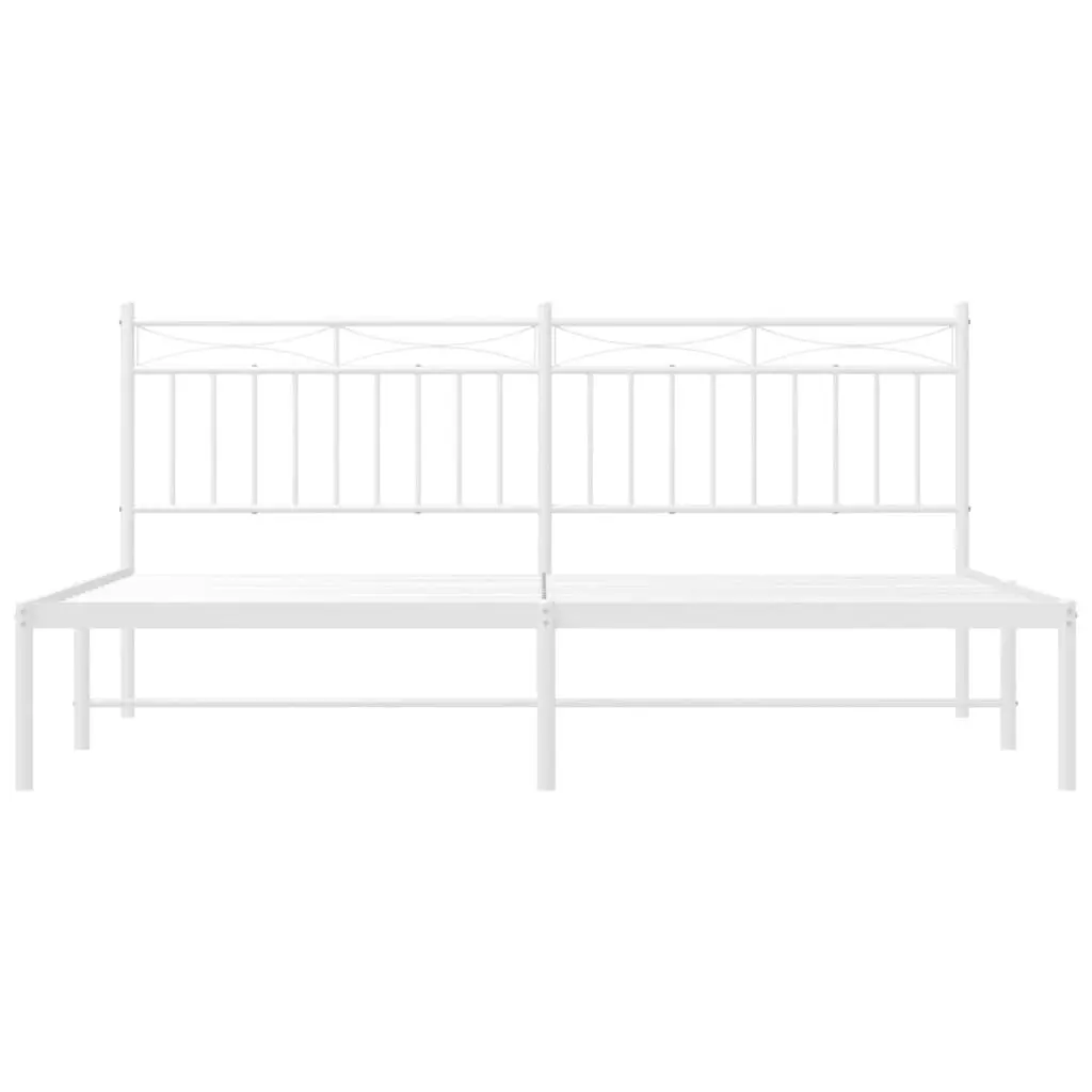 Metal Bed Frame without Mattress with Headboard White 183x203 cm King 373744