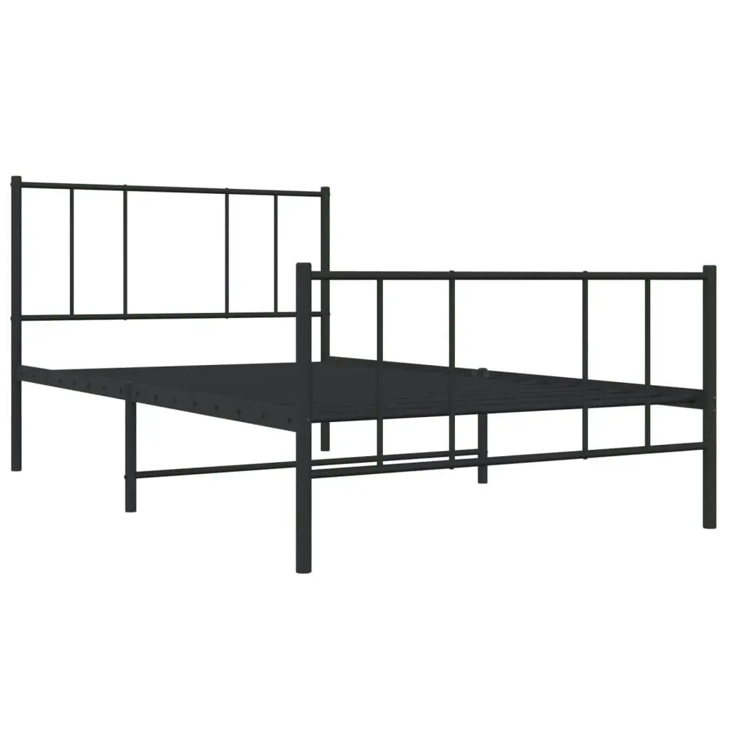 Metal Bed Frame without Mattress with Footboard Black 90x190 cm 352490