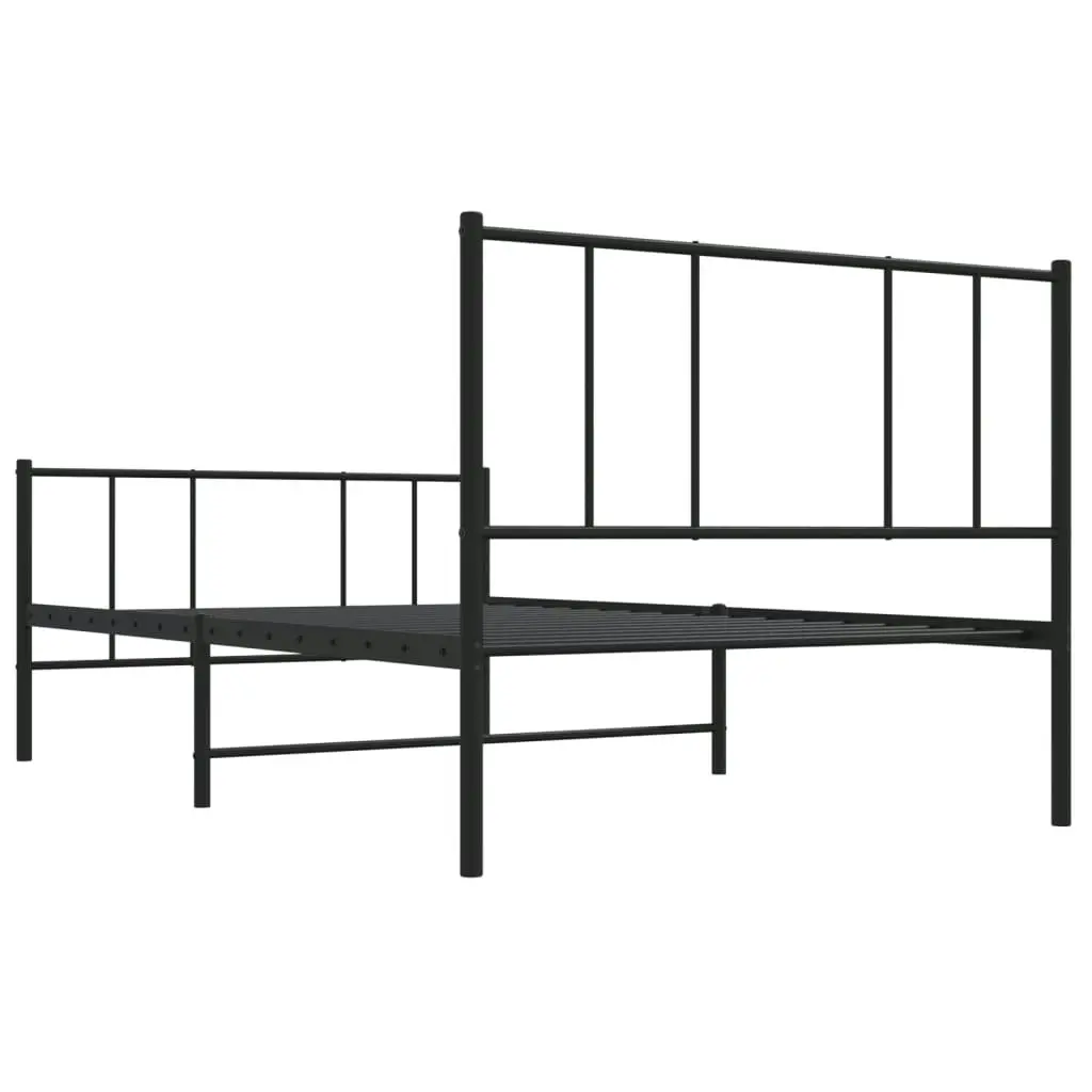 Metal Bed Frame without Mattress with Footboard Black 90x190 cm 352490