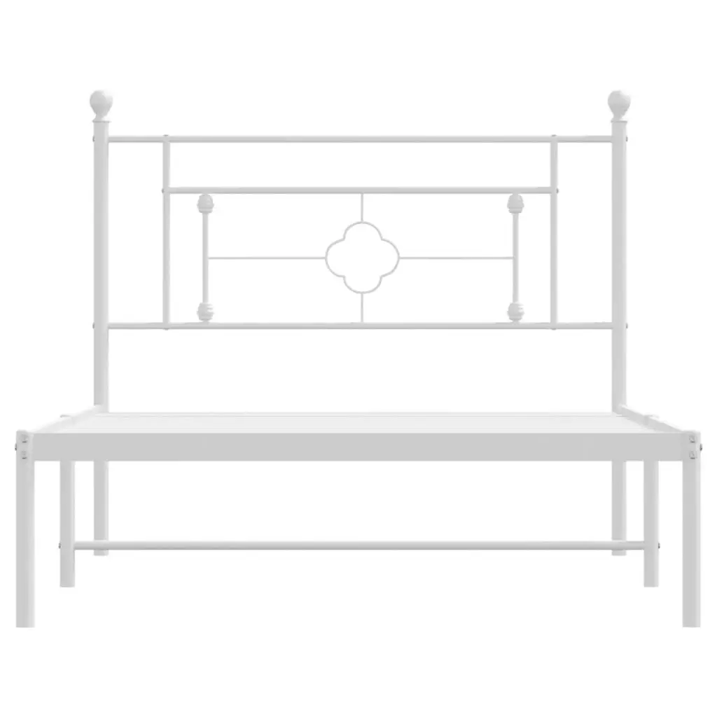 Metal Bed Frame with Headboard White 107x203 cm 374384