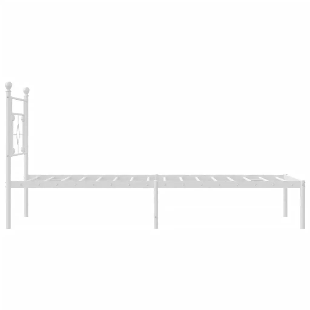 Metal Bed Frame with Headboard White 107x203 cm 374384