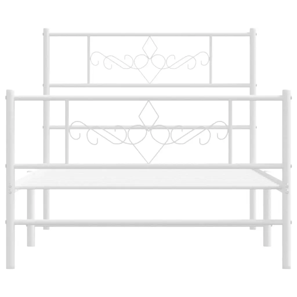 Metal Bed Frame with Headboard and Footboard White 107x203 cm 355330