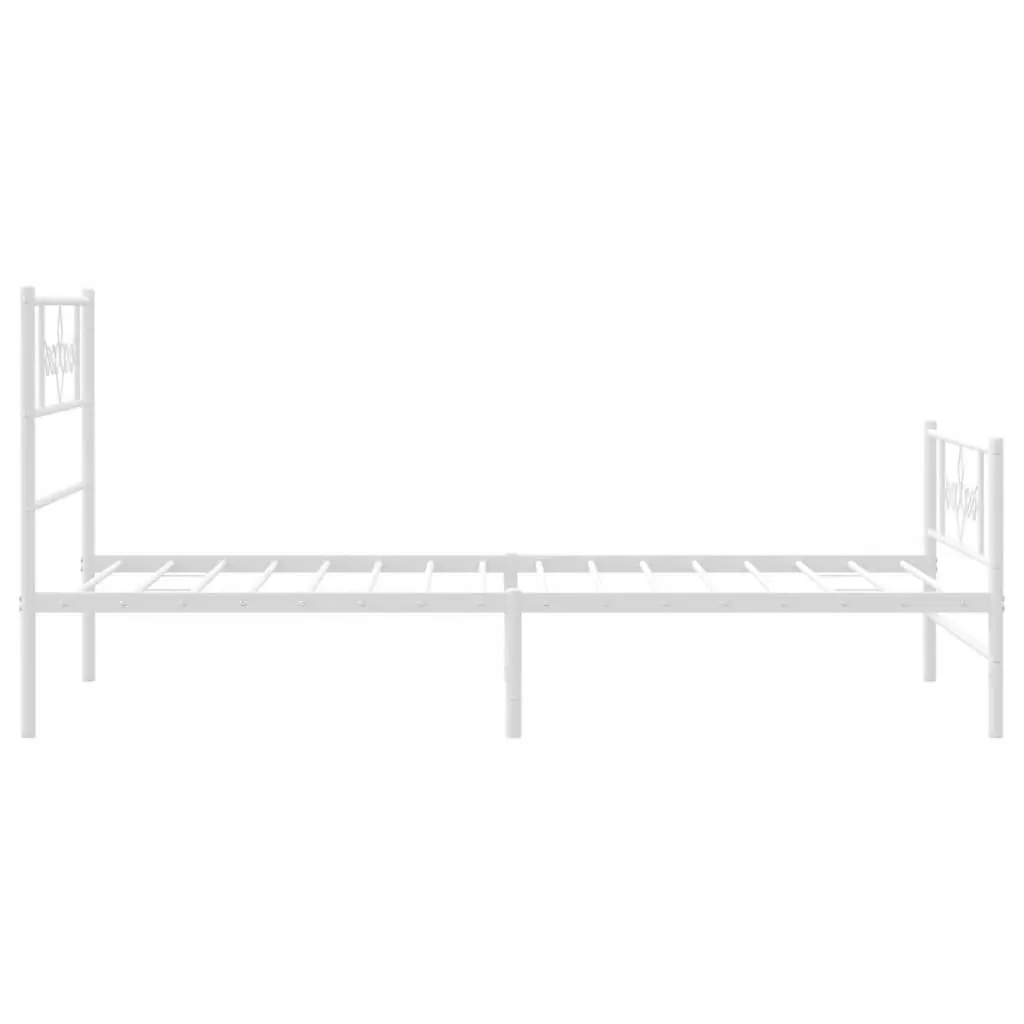 Metal Bed Frame with Headboard and Footboard White 107x203 cm 355330