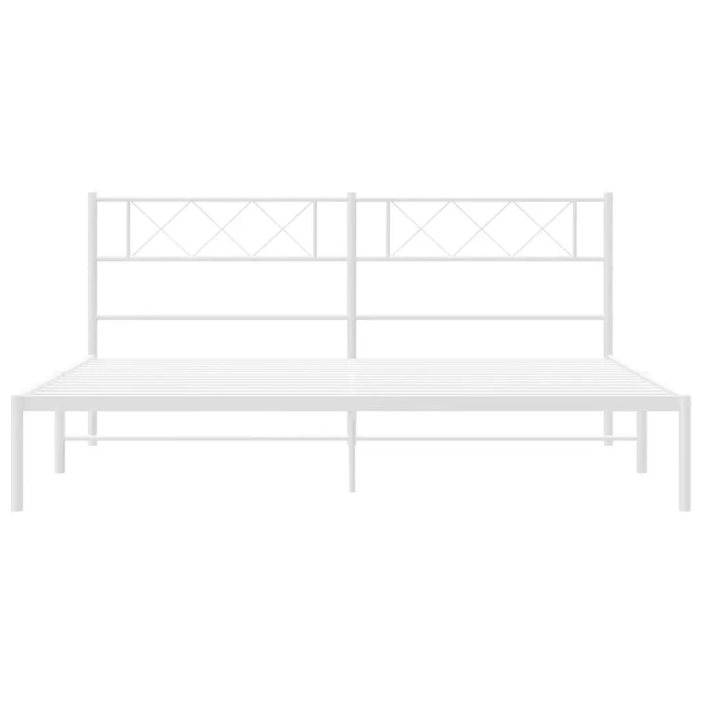 Metal Bed Frame with Headboard White 183x203 cm King Size 372330