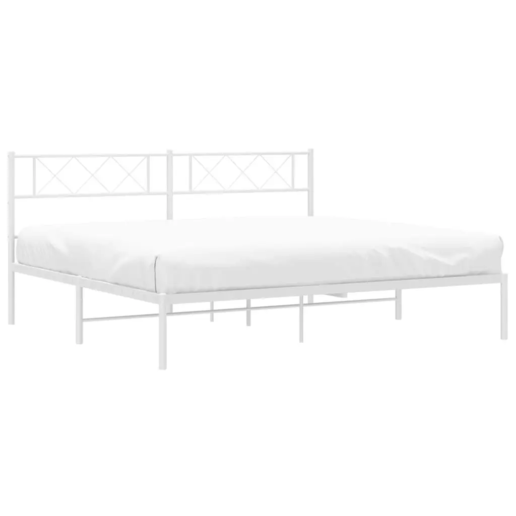 Metal Bed Frame with Headboard White 183x203 cm King Size 372330