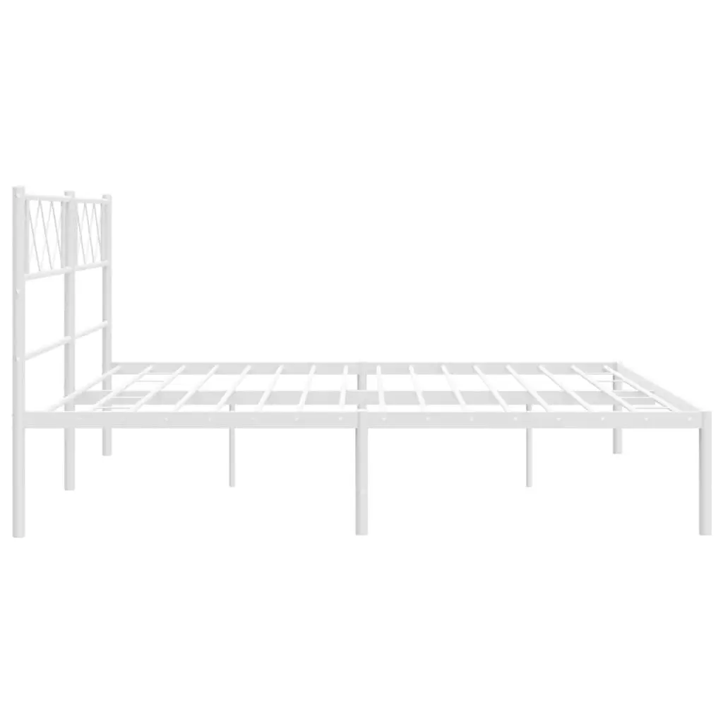 Metal Bed Frame with Headboard White 183x203 cm King Size 372330