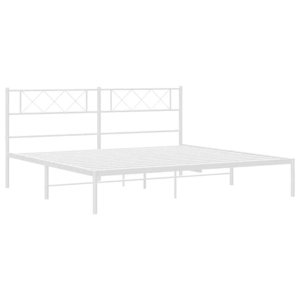 Metal Bed Frame with Headboard White 183x203 cm King Size 372330