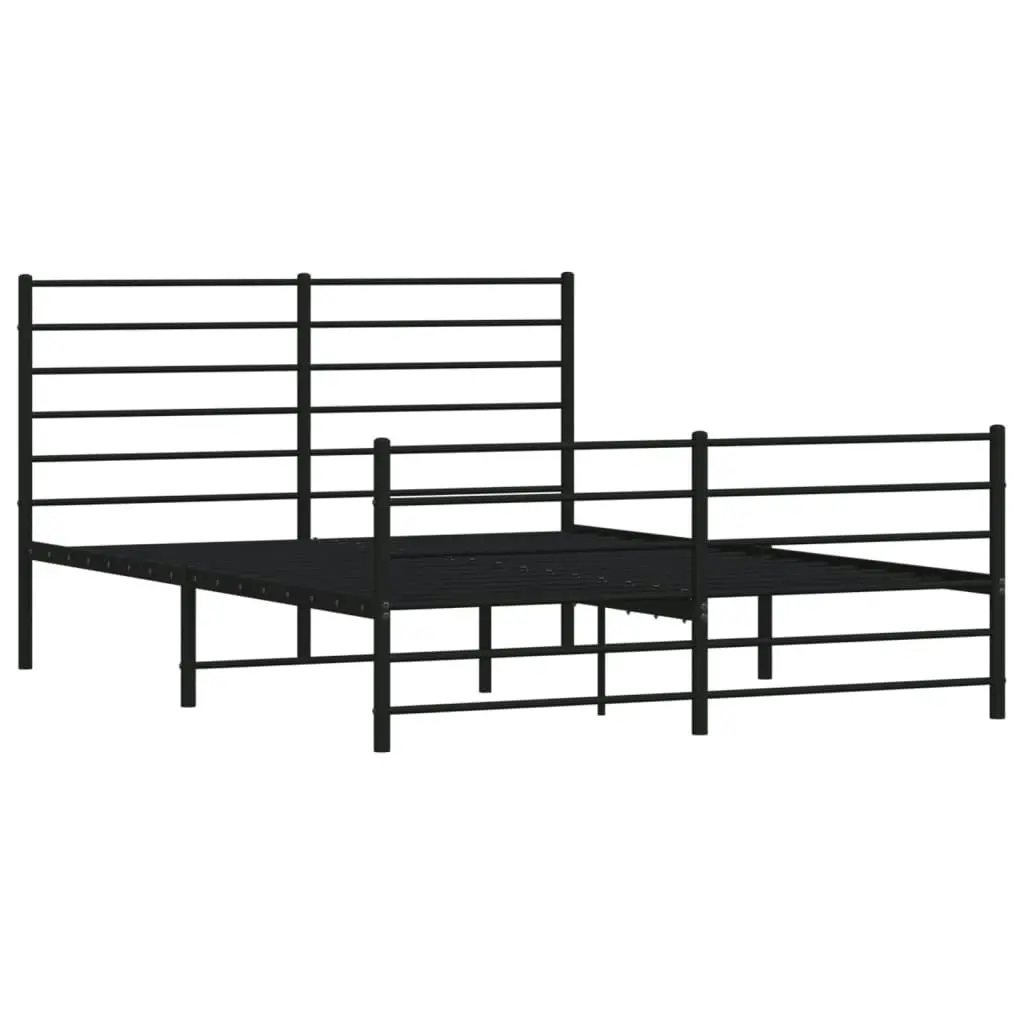 Metal Bed Frame with Headboard and Footboard Black 137x187 cm Double 352336