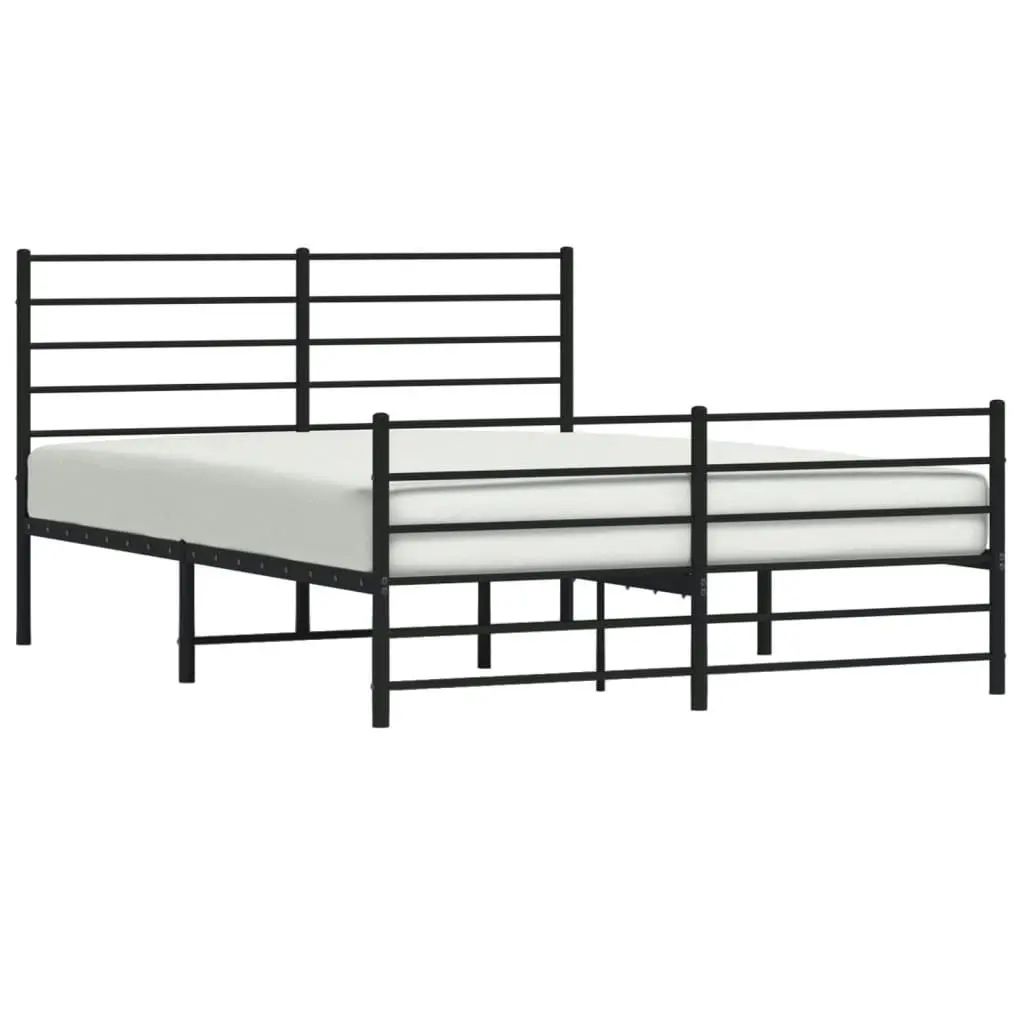 Metal Bed Frame with Headboard and Footboard Black 137x187 cm Double 352336