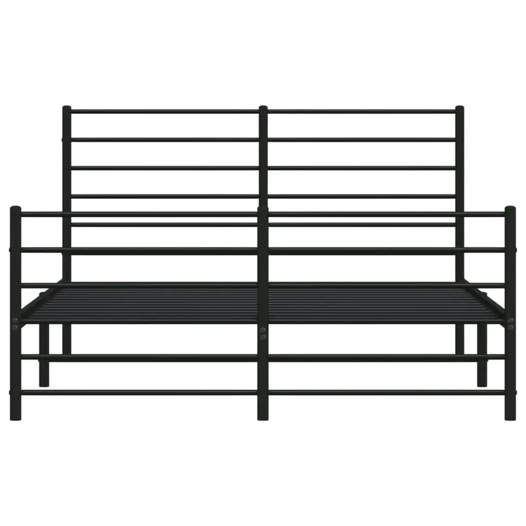 Metal Bed Frame with Headboard and Footboard Black 137x187 cm Double 352336