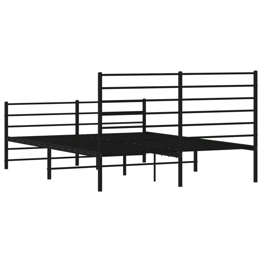 Metal Bed Frame with Headboard and Footboard Black 137x187 cm Double 352336