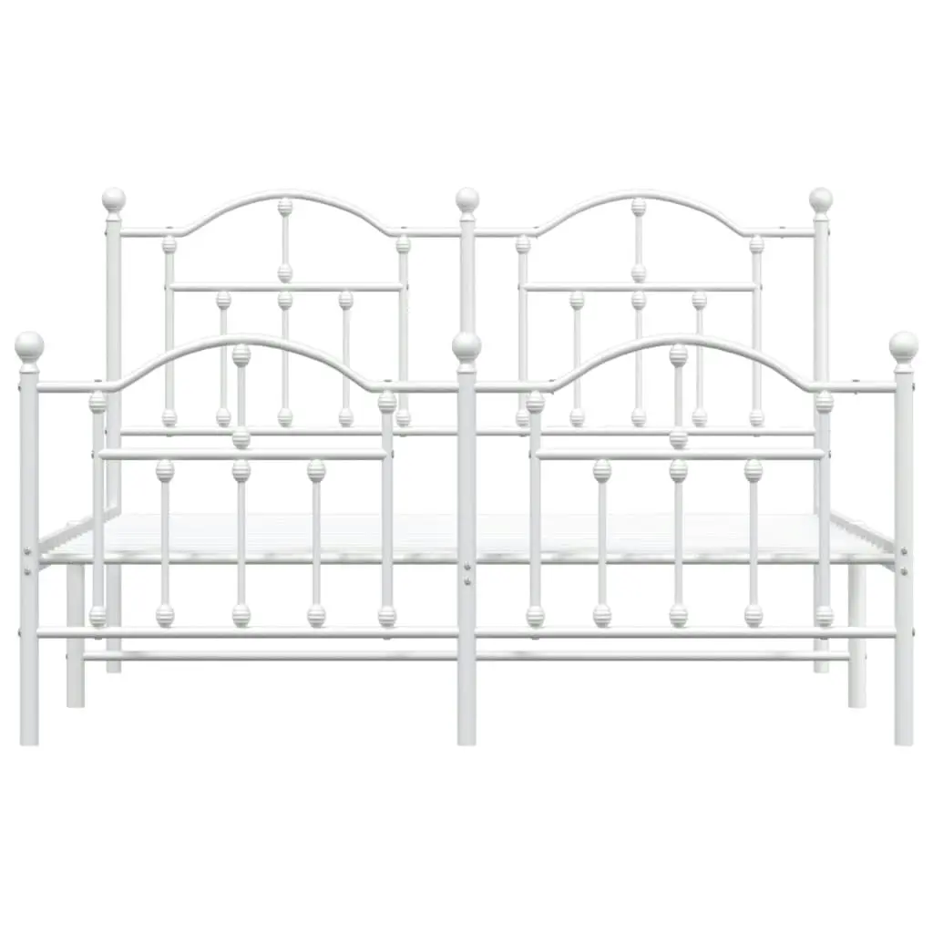 Metal Bed Frame with Headboard and Footboard White 137x187 cm Double 353505