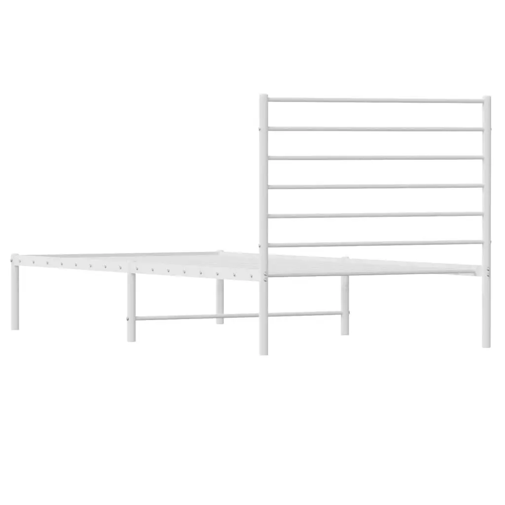 Metal Bed Frame with Headboard White 92x187 cm Single Size 352360