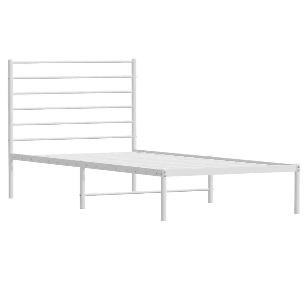 Metal Bed Frame with Headboard White 92x187 cm Single Size 352360