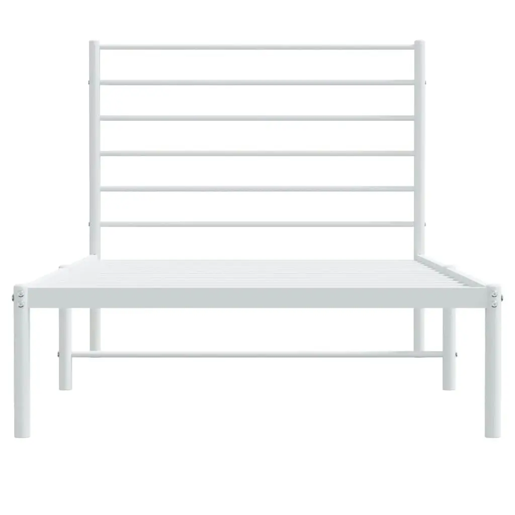 Metal Bed Frame with Headboard White 92x187 cm Single Size 352360