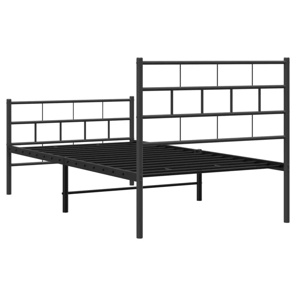 Metal Bed Frame with Headboard and Footboard Black 92x187 cm Single Size 355669