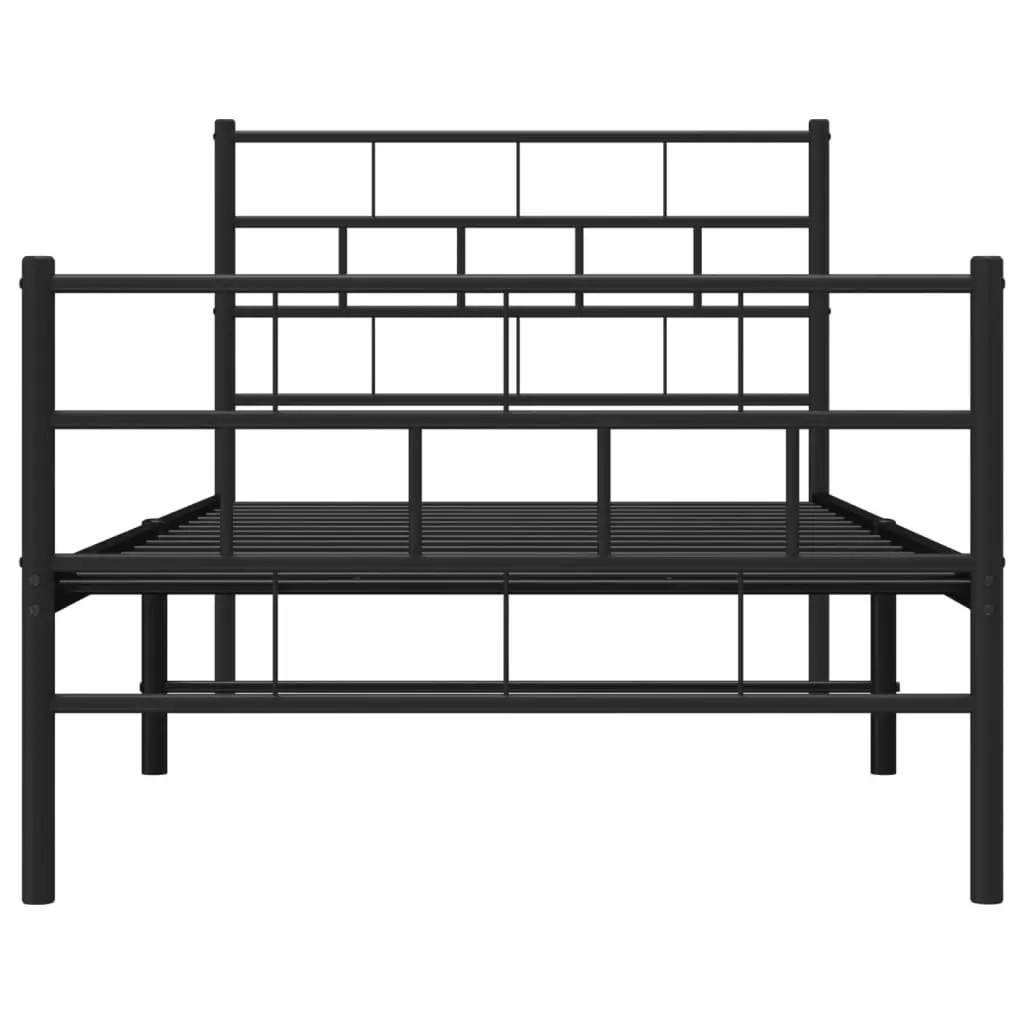 Metal Bed Frame with Headboard and Footboard Black 92x187 cm Single Size 355669