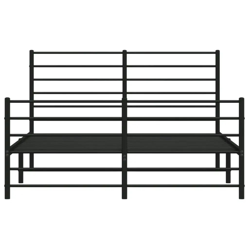 Metal Bed Frame with Headboard and Footboard Black 153x203 cm Queen 352339