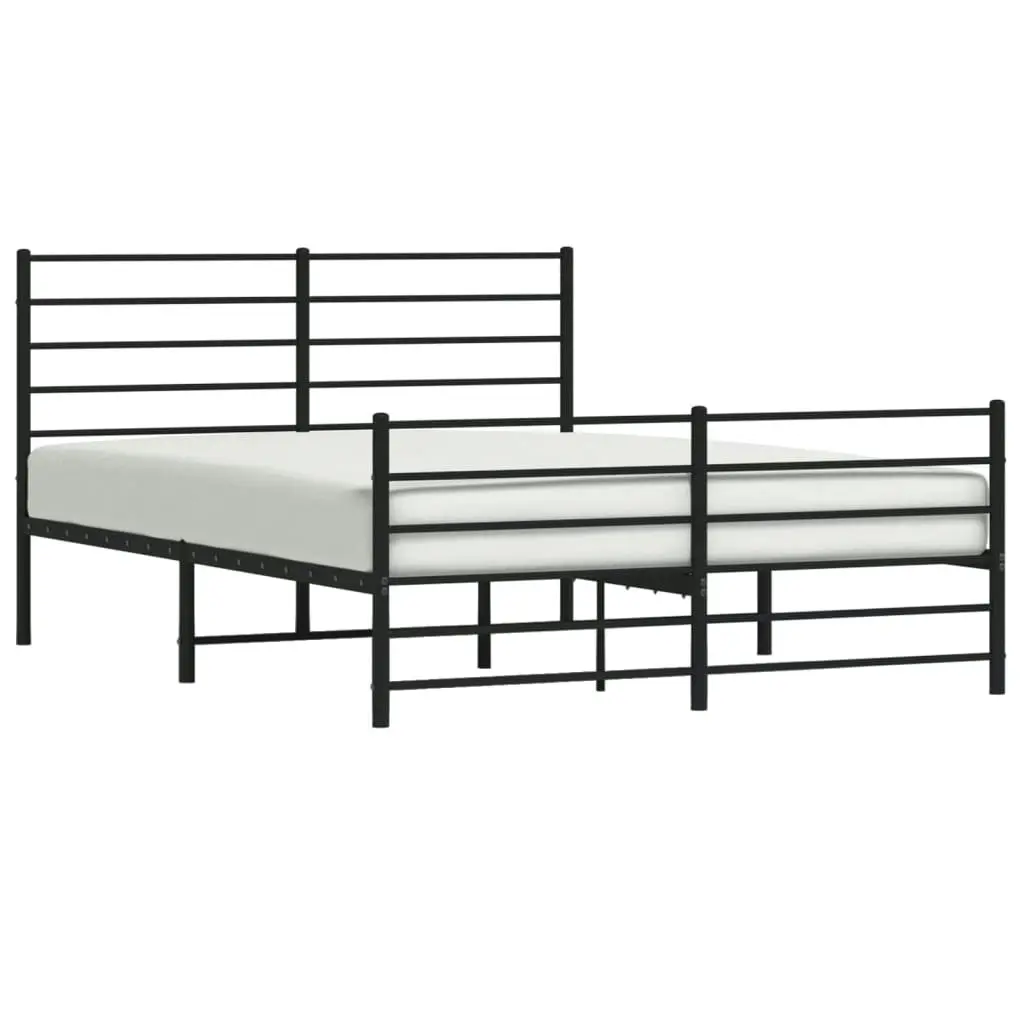 Metal Bed Frame with Headboard and Footboard Black 153x203 cm Queen 352339