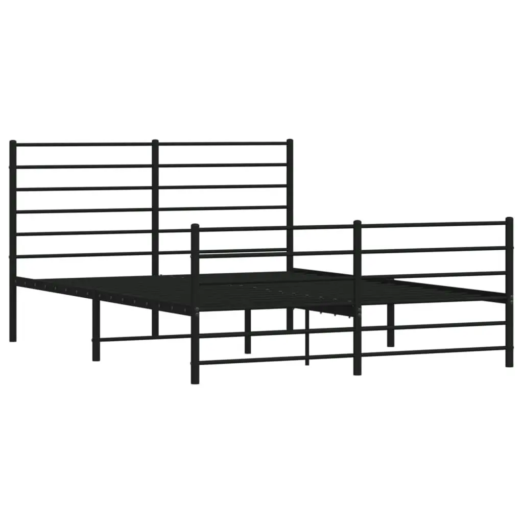 Metal Bed Frame with Headboard and Footboard Black 153x203 cm Queen 352339