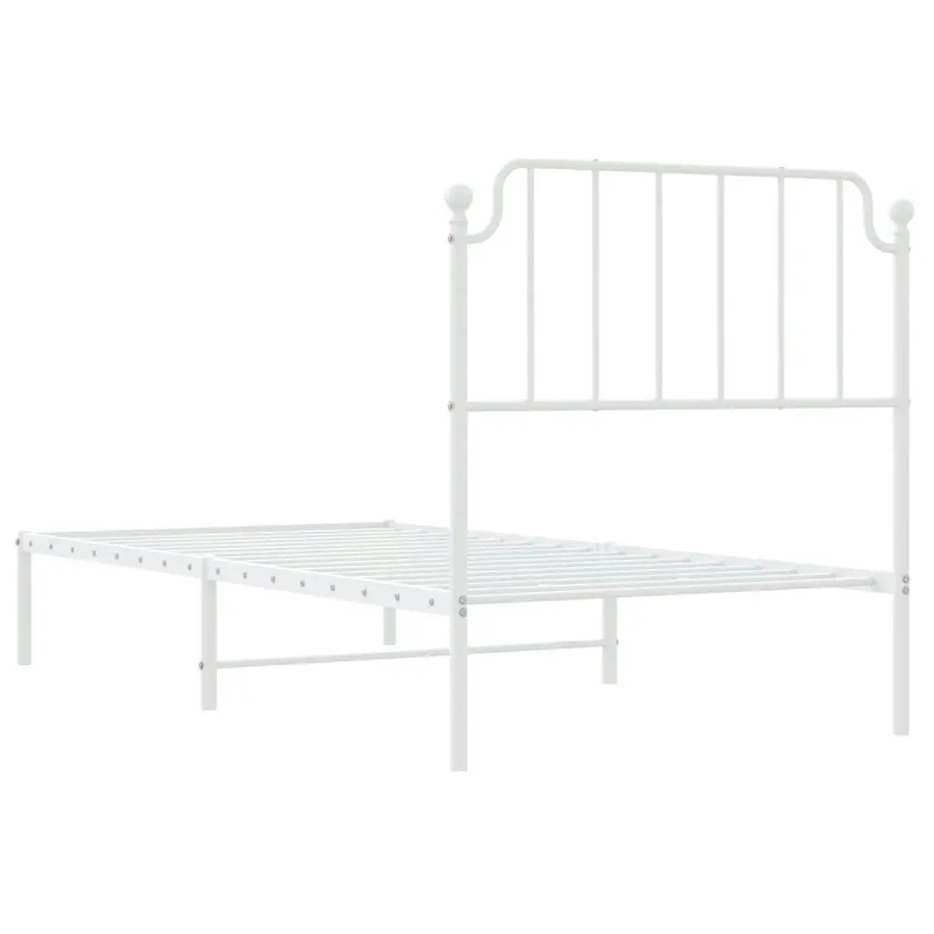 Metal Bed Frame with Headboard White 92x187 cm Single Size 373928