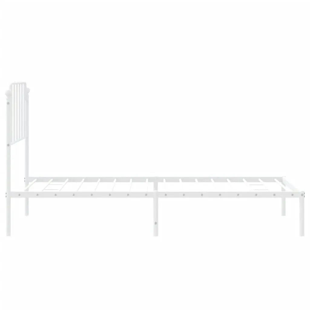 Metal Bed Frame with Headboard White 92x187 cm Single Size 373928