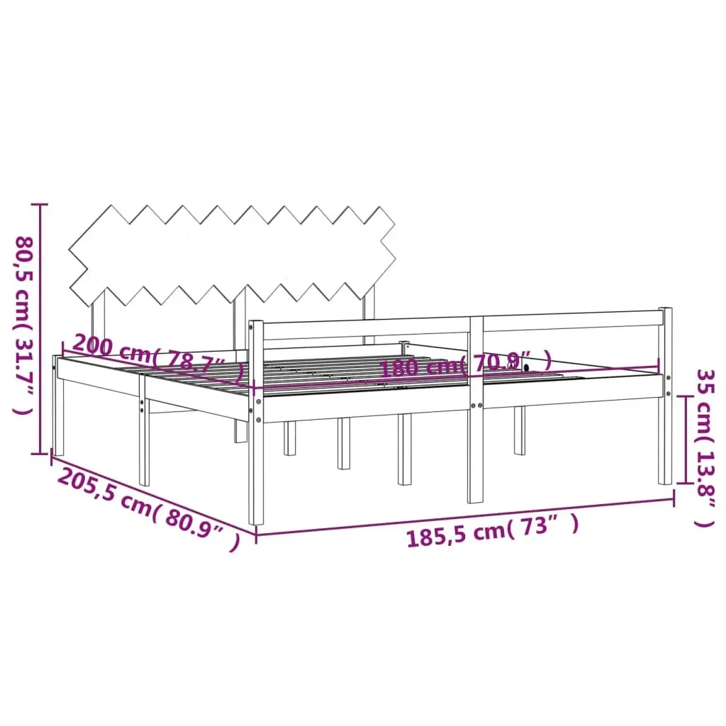 Senior Bed without Mattress 183x203 cm King Solid Wood 3195561