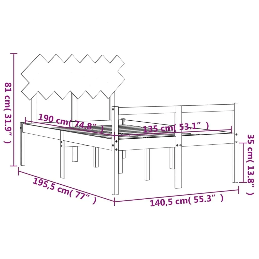 Senior Bed without Mattress 135x190 cm Solid Wood 3195521