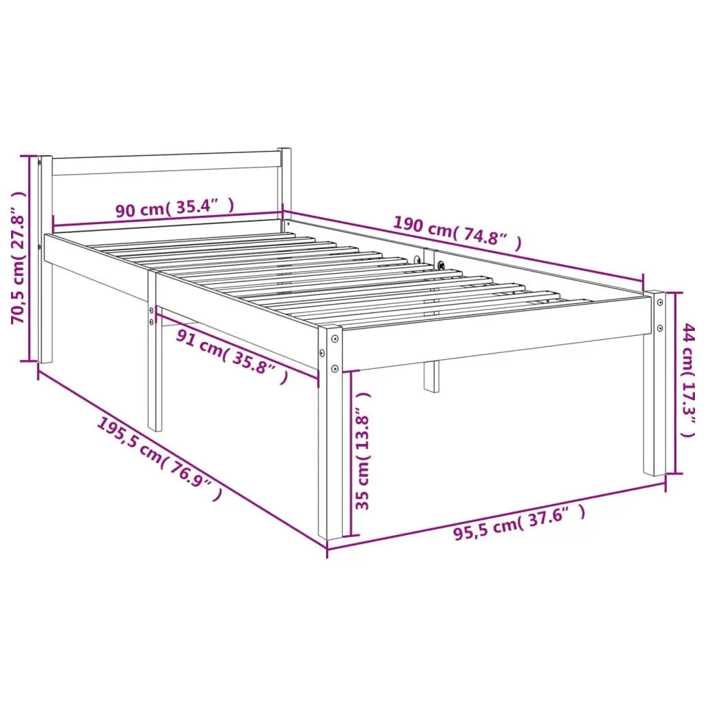 Senior Bed without Mattress 90x190 cm 810579