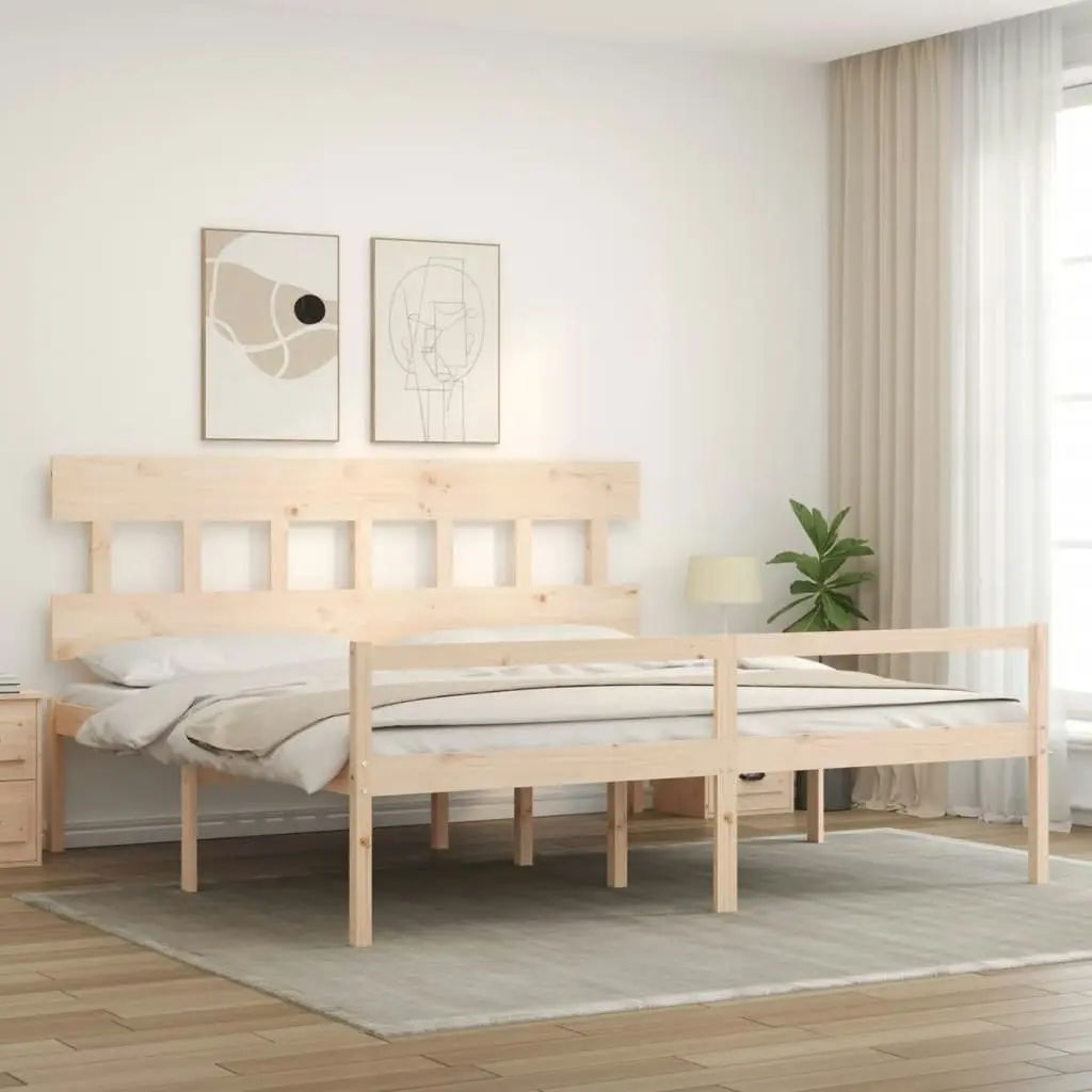 Senior Bed without Mattress 183x203 cm King Solid Wood 3195431