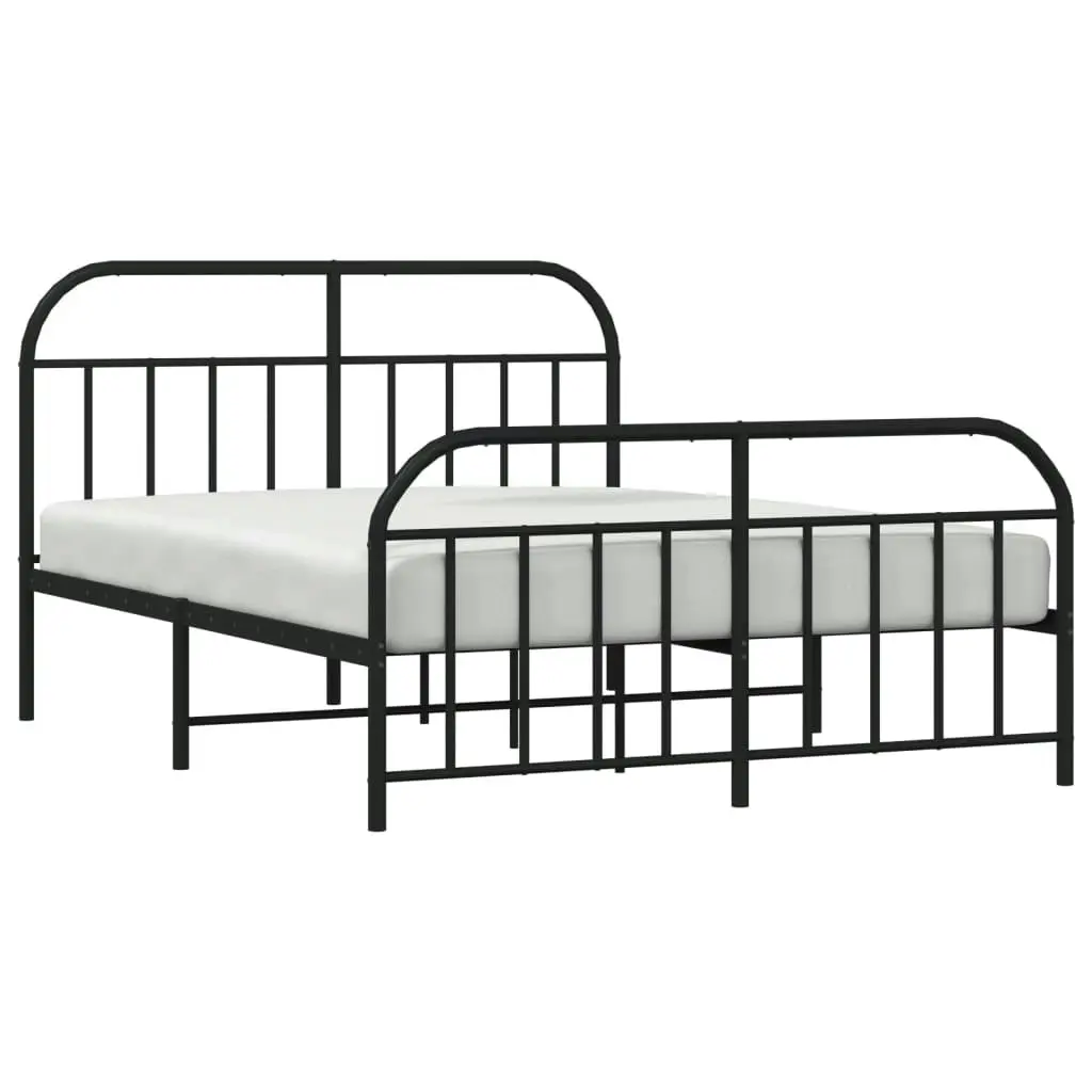 Metal Bed Frame with Headboard and Footboard Black 153x203 cm Queen 353655