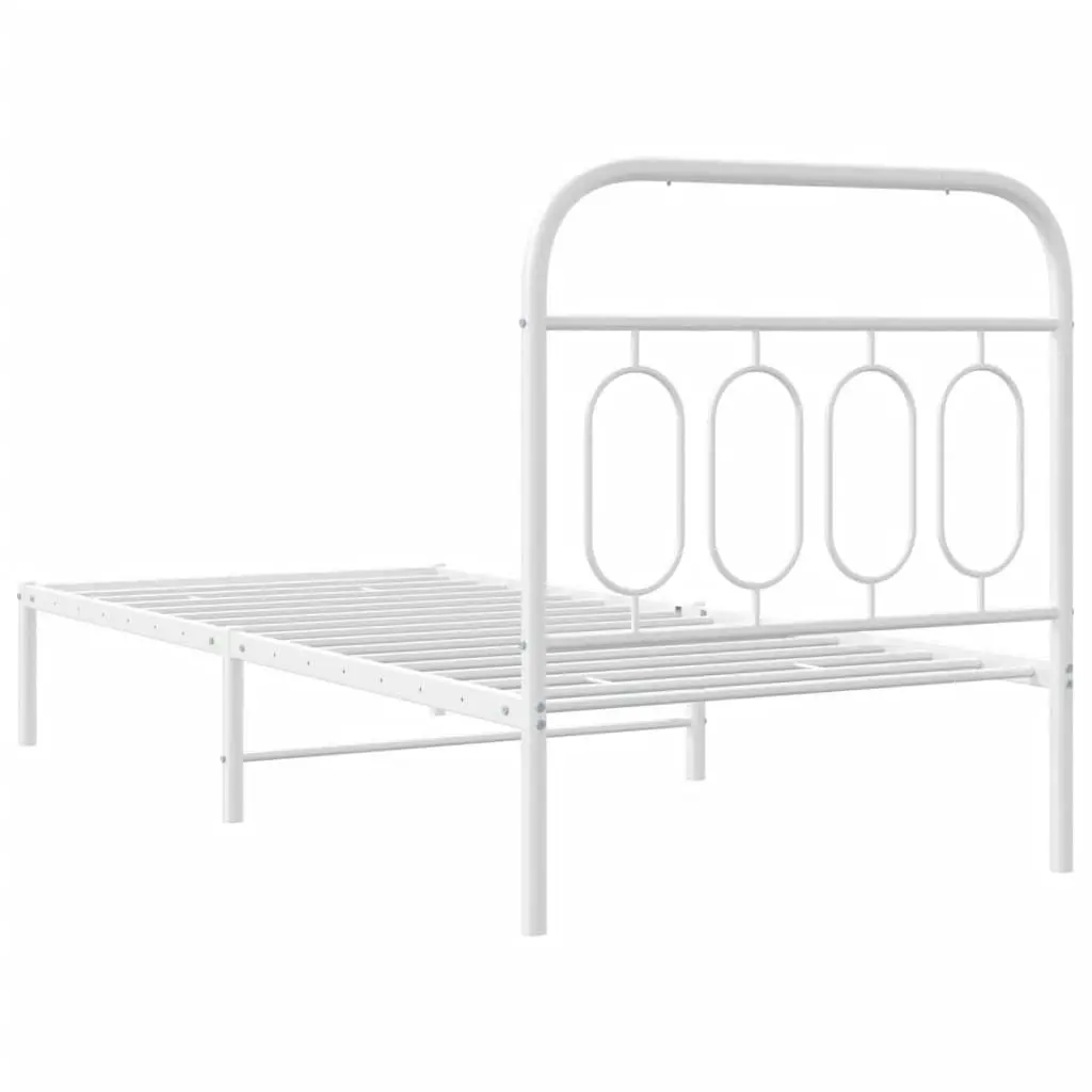 Metal Bed Frame with Headboard White 90x190 cm 377158