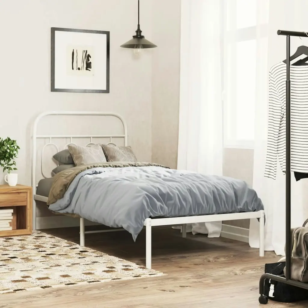 Metal Bed Frame with Headboard White 90x190 cm 377158