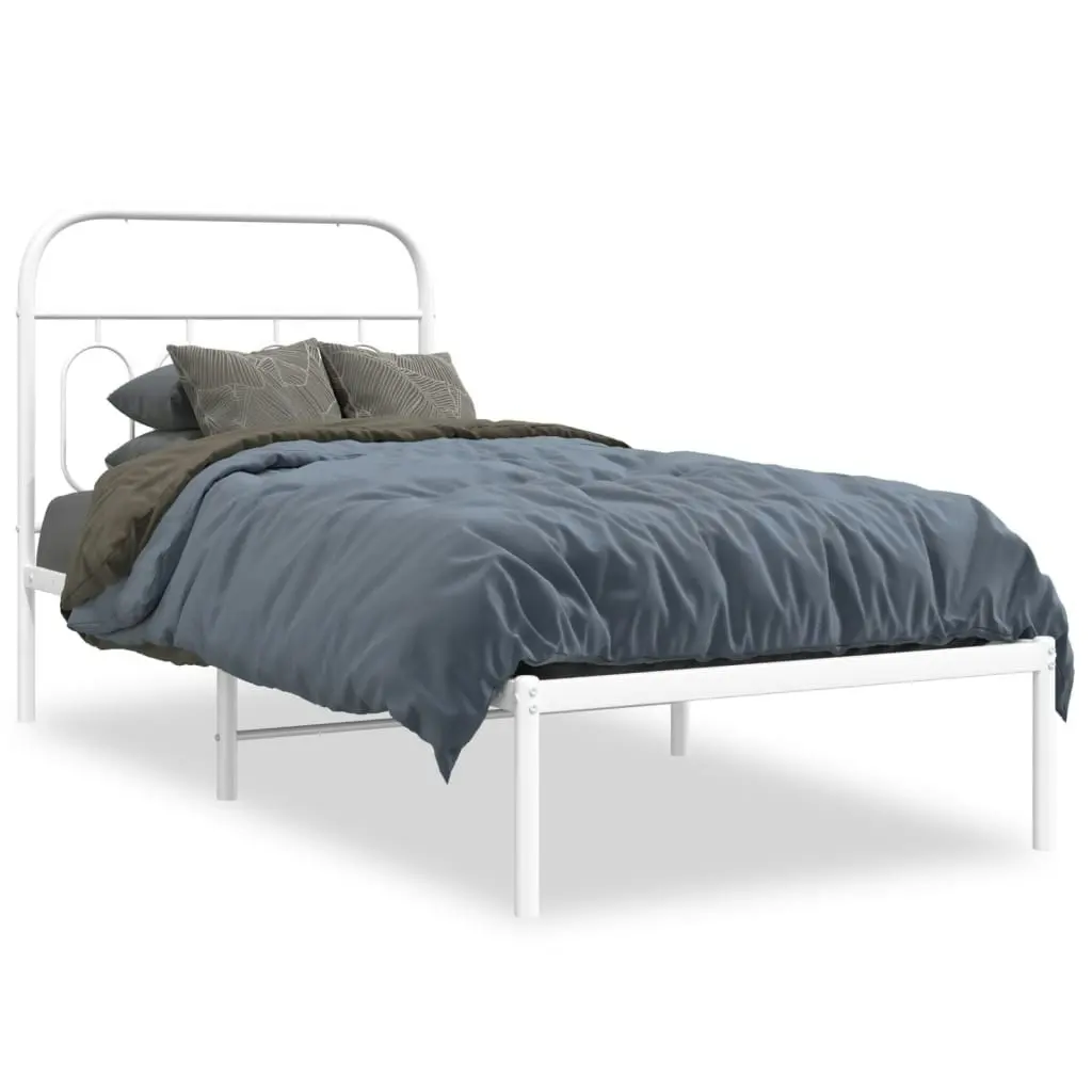 Metal Bed Frame with Headboard White 90x190 cm 377158