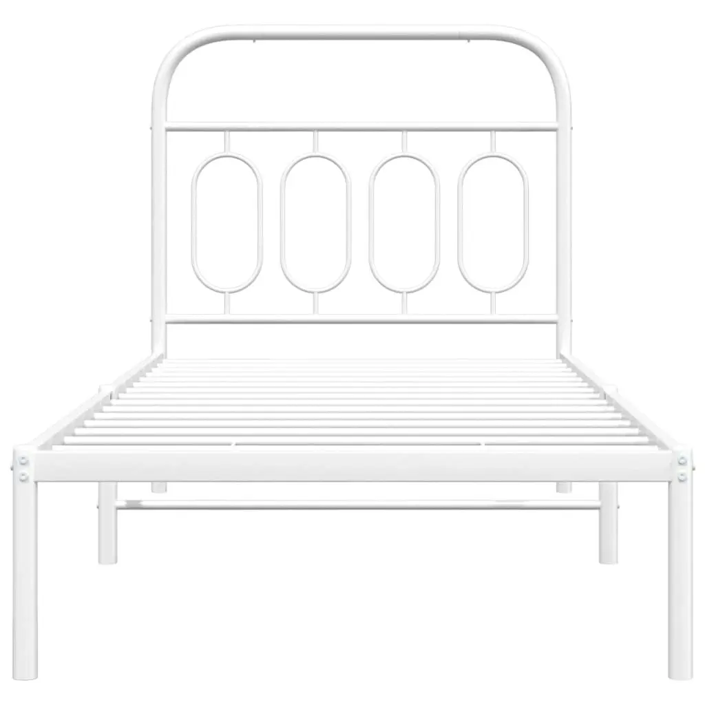 Metal Bed Frame with Headboard White 90x190 cm 377158