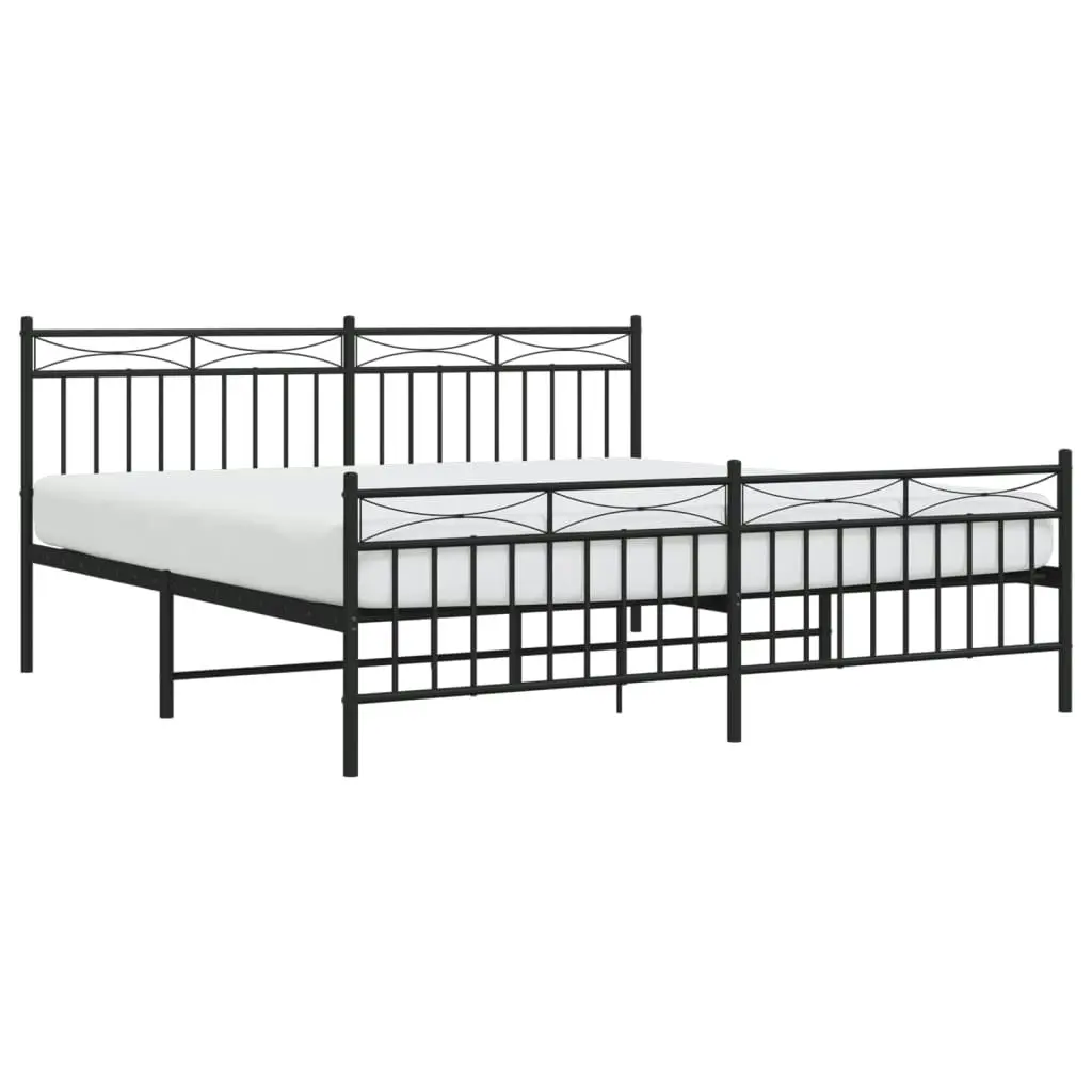 Metal Bed Frame without Mattress with Footboard Black 183x203 cm King 373713